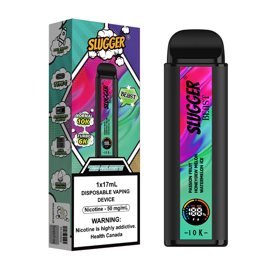 Slugger Passion Fruit Honeydew Melon Watermelon Ice Disposable 10000Puffs 50mg