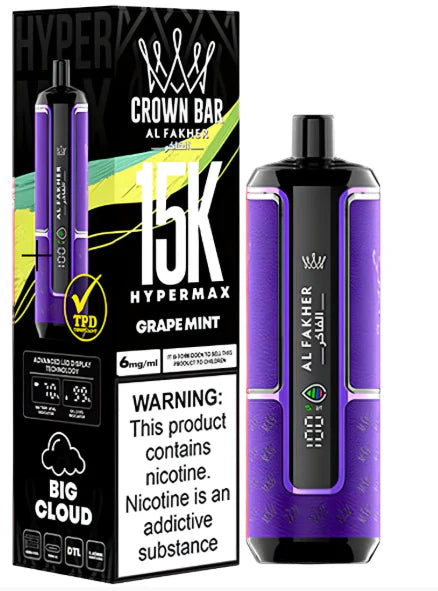 Al Fakher Crown Bar Grape Mint Disposable 15000 Puff 6mg