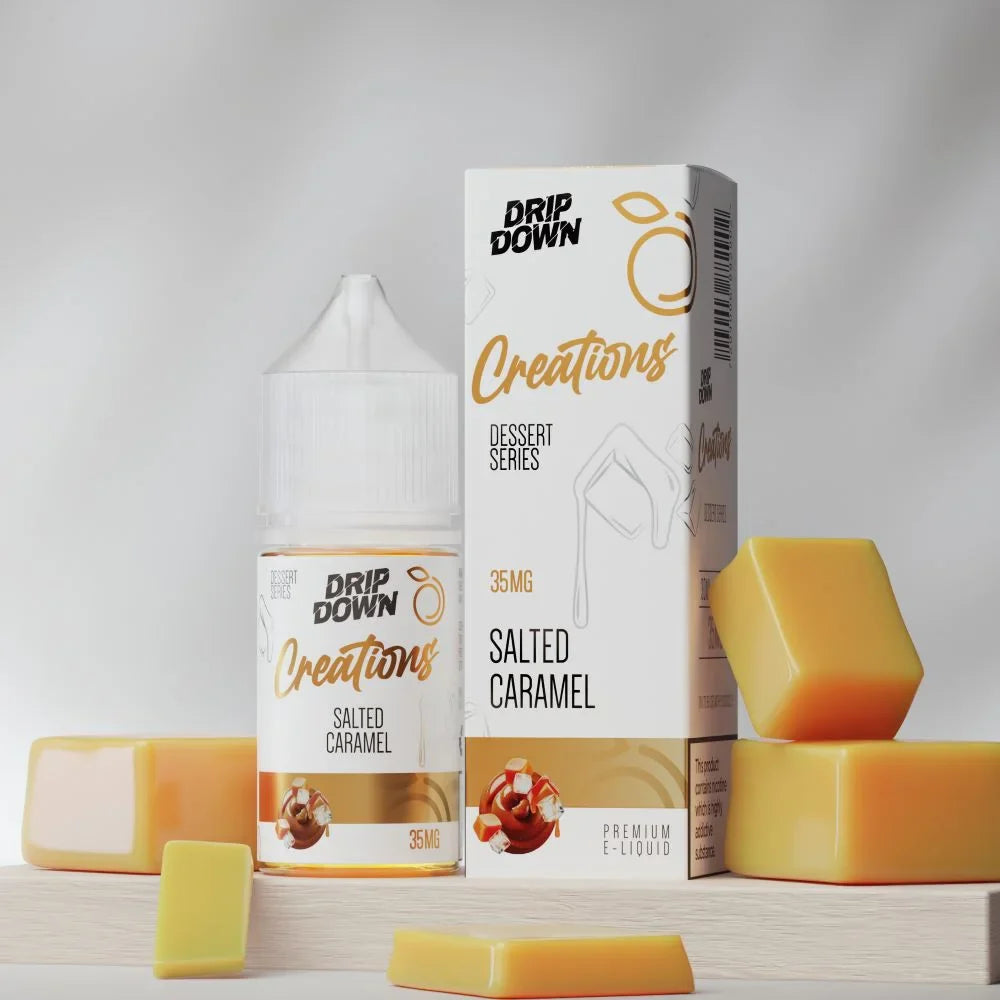 salted caramel vape juice Drip Down Creations Salted Caramel 30ml 35mg Nic Salt