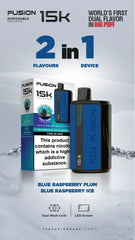 BLUE RASPBERRY PLUM + BLUE RASPBERRY ICE - IVG FUSION 2 IN 1 DISPOSABLE 15000 PUFFS 20MG