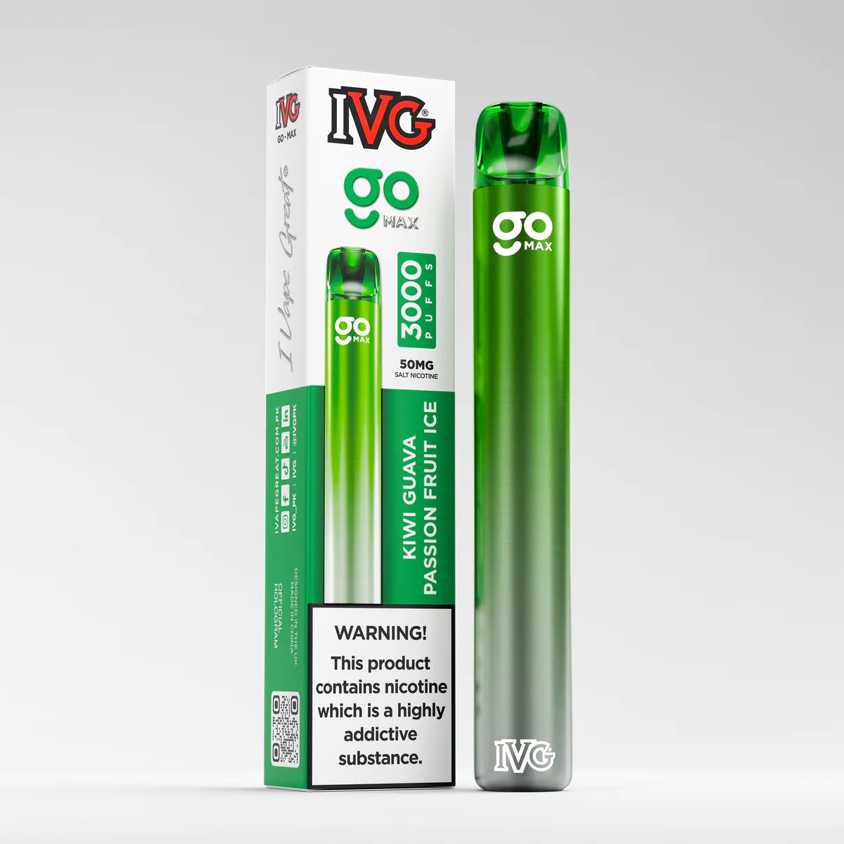IVG Go Max, Kiwi Passion Fruit Guava Ice, 3000 Puffs, Disposable Vape