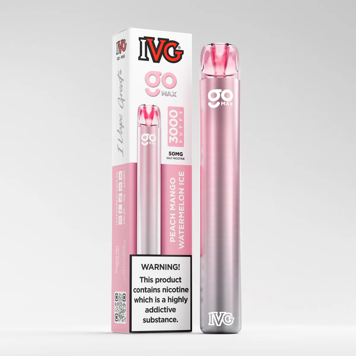 IVG Go Max, Peach Mango Watermelon Ice, 3000 Puffs, Disposable Vape