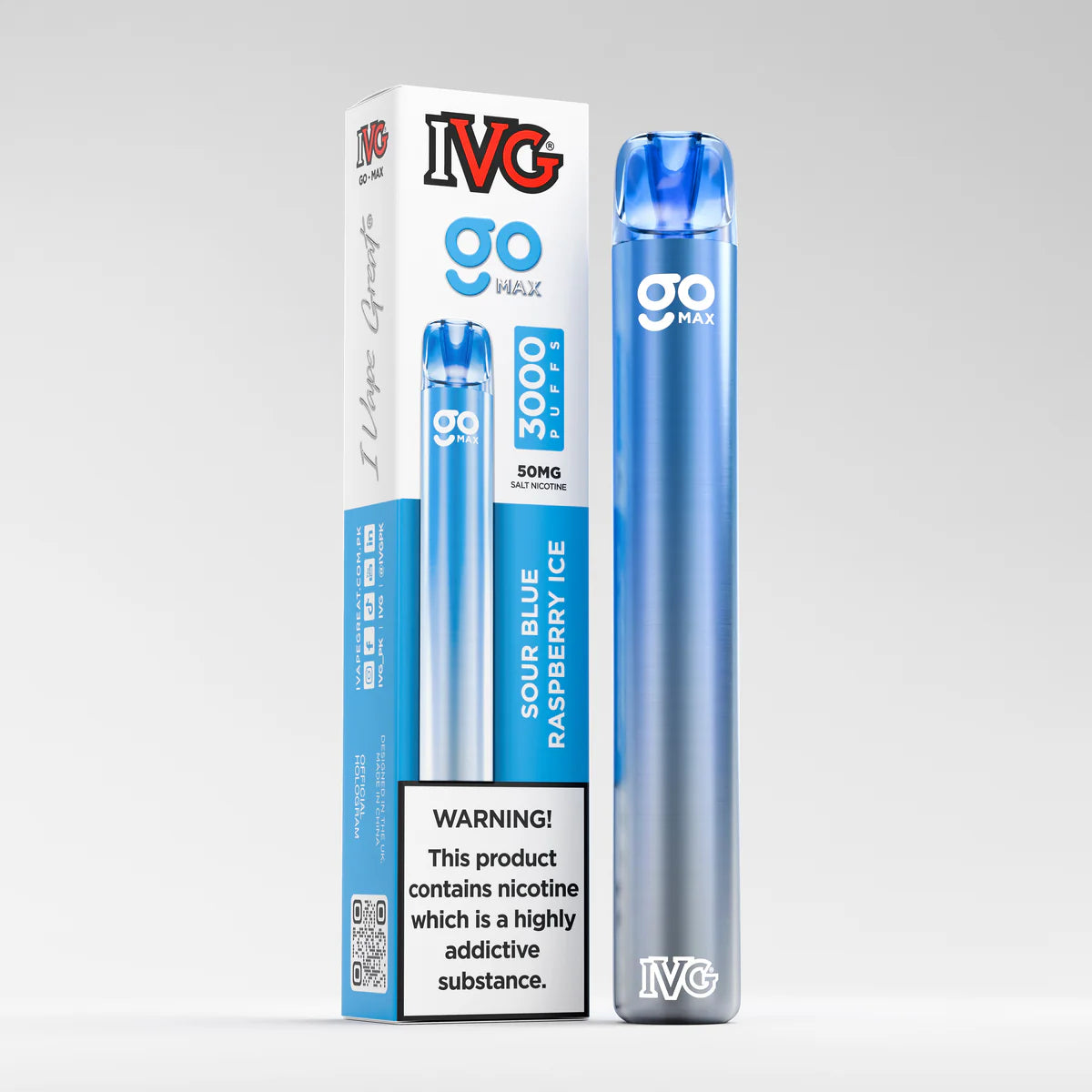 IVG Go Max, Sour Blue Raspberry Ice, 3000 Puffs, Disposable Vape