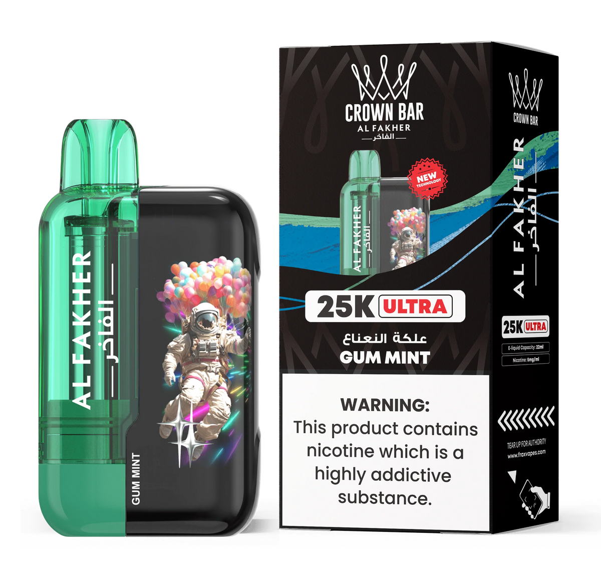 AL FAKHER CROWN BAR ULTRA 25K PUFFS DISPOSABLE 5% – GUM MINT
