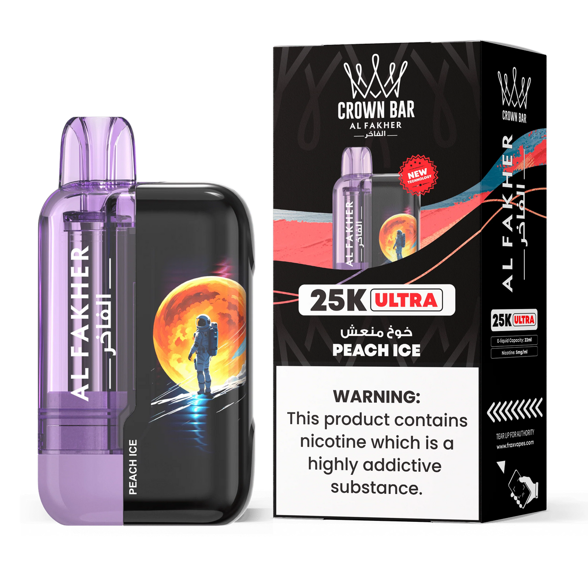 AL FAKHER CROWN BAR ULTRA 25K PUFFS DISPOSABLE 5% – PEACH ICE