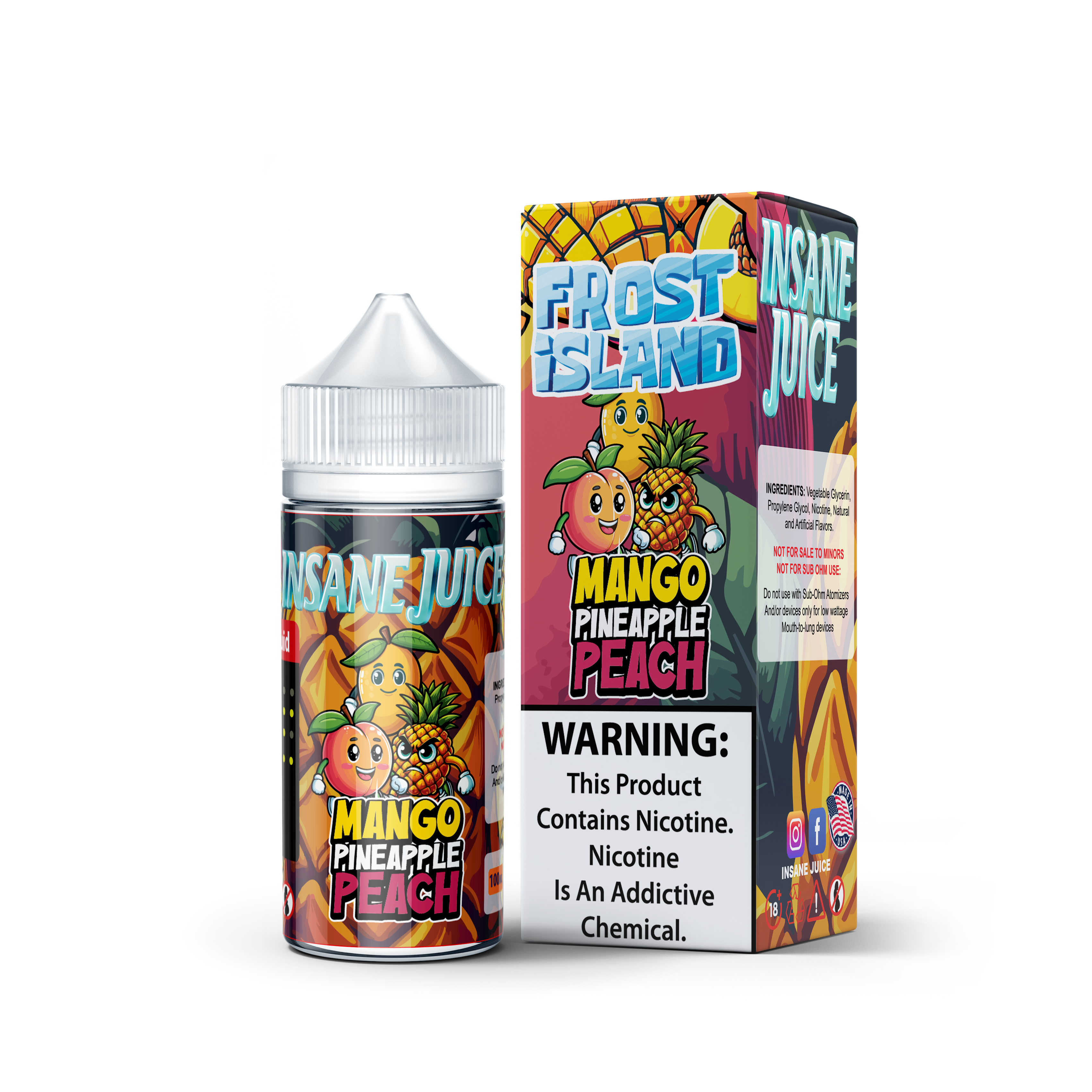 Insane Juice Mango Pineapple Peach 100ml Insane Freebase - Karachi Vapers Insane Juice Mango Pineapple Peach 100ml Insane Freebase - Karachi Vapers