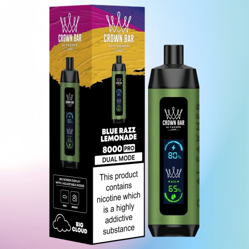 Al Fakher Crown Bar Blue Razz Lemonade Disposable 8000 Puff 5%