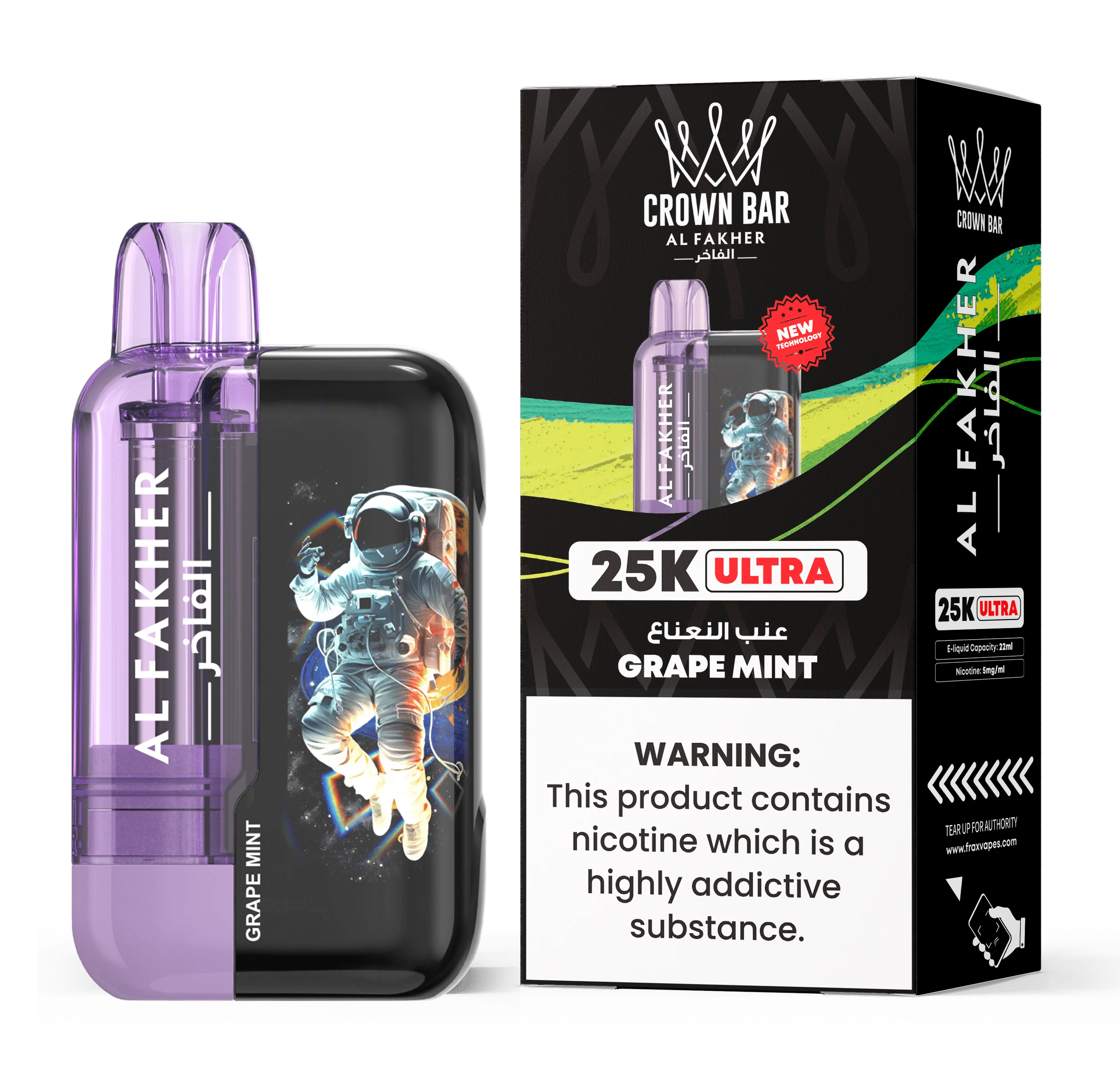 AL FAKHER CROWN BAR ULTRA 25K PUFFS DISPOSABLE 5% – GRAPE MINT
