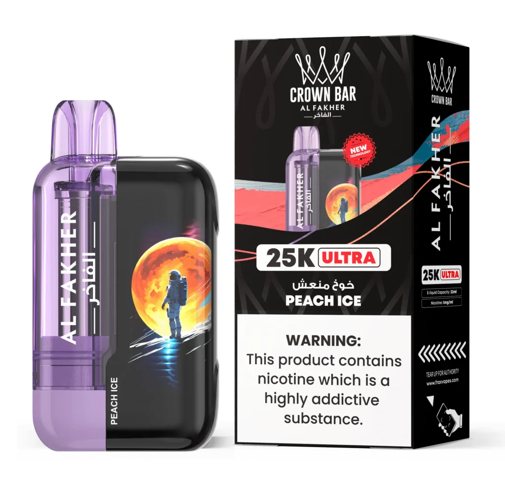 AL FAKHER CROWN BAR ULTRA 25K PUFFS DISPOSABLE 5% – PEACH ICE